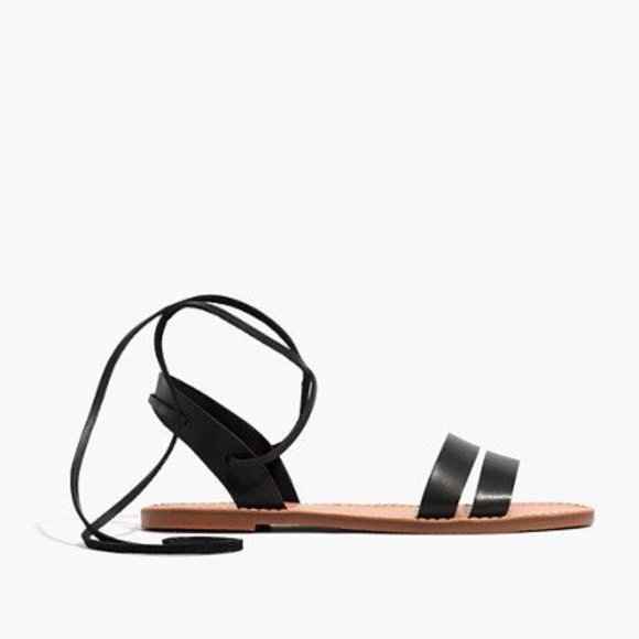 Madewell Boardwalk Ankle Tie Sandal in Black (lightly worn) - Picture 1 of 11